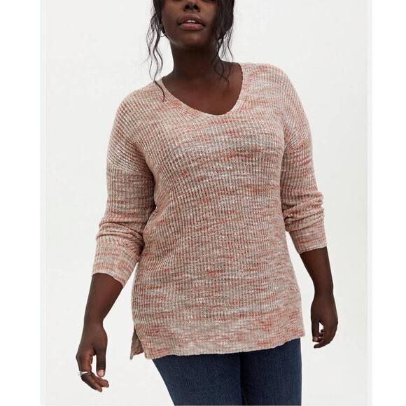 Torrid Slub Pullover Tunic V-Neck Sweater Size 00 Medium - Picture 3 of 6